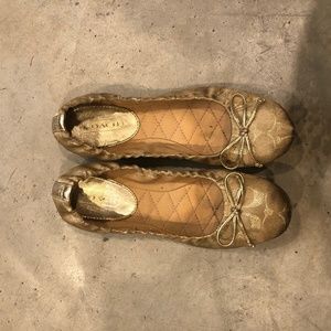 Gold coach ballet flats